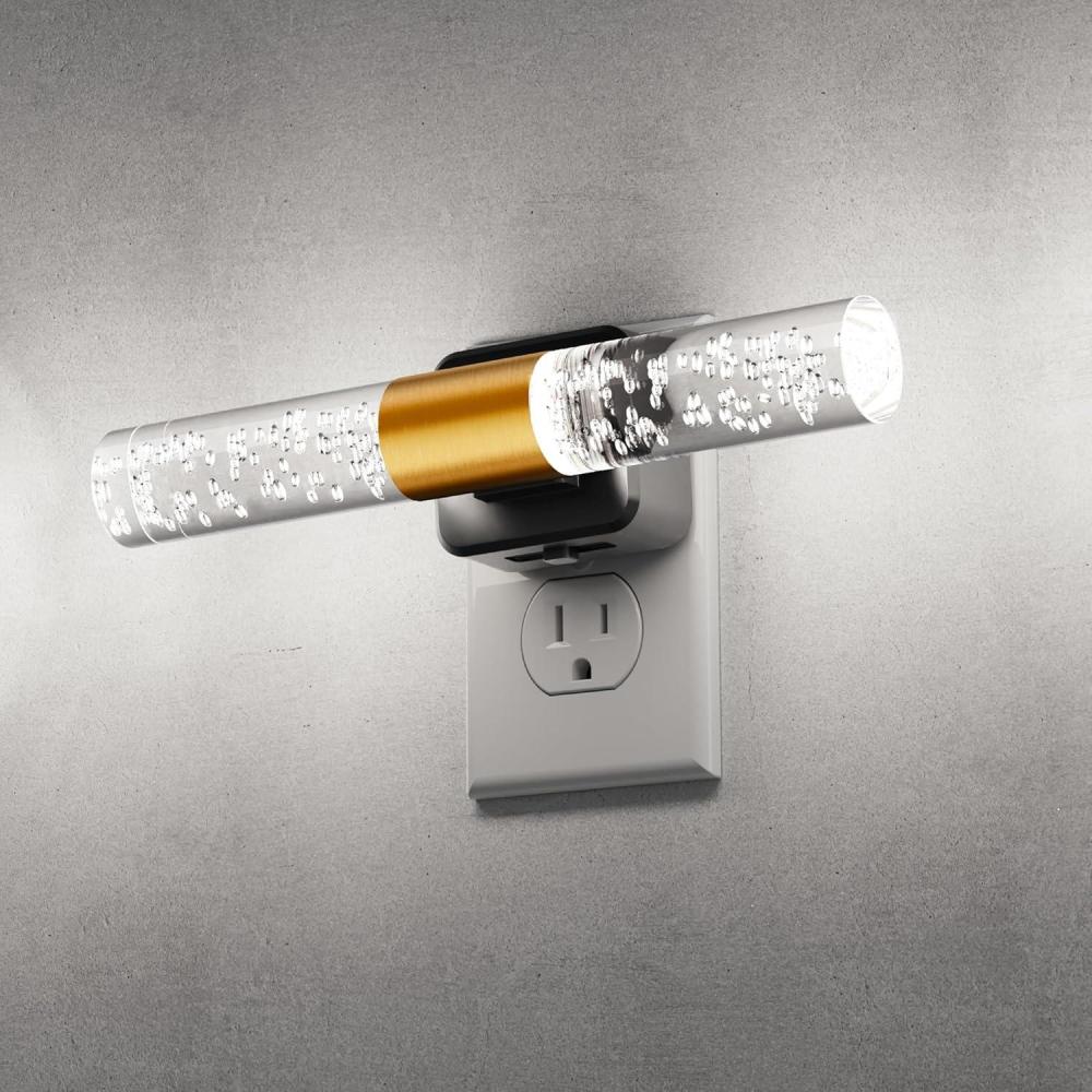 imageL LOHAS LED Rotating Night Light Night Lights Plug into Wall Auto Nightlight Dimmable 100LM Light Sensor 3000K Soft Light LED Acrylic Nightlight Plug in for Bedroom Bathroom Hallway Kitchen2PackBlack Base5000K