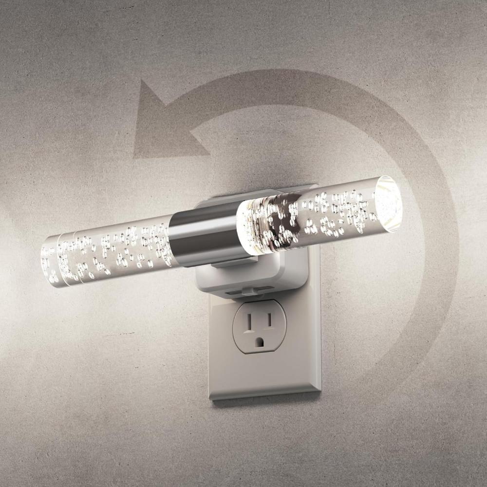 imageL LOHAS LED Rotating Night Light Night Lights Plug into Wall Auto Nightlight Dimmable 100LM Light Sensor 3000K Soft Light LED Acrylic Nightlight Plug in for Bedroom Bathroom Hallway Kitchen2PackWhite Base5000K