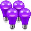 imageL LOHAS LED Light Bulbs Sleep Aid Amber Light Bulb A19 9W60 Watt Equivalent Blue Light Blocking E26 Dimmable Light Bulbs 3 Color Temperature 1800K3000K5000K 2 PackPurple