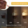 imageL LOHAS LED Night Light 2Pack Transparent Candle Night Lights Plug into Wall Amber Nightlight with Light Sensor Flameless Fake Candles 0100LM Dimmable Decorative Nightlights for Hallway BedroomWoodgrainSoft White