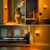 imageL LOHAS LED Night Light 2Pack Transparent Candle Night Lights Plug into Wall Amber Nightlight with Light Sensor Flameless Fake Candles 0100LM Dimmable Decorative Nightlights for Hallway BedroomWoodgrainAmber