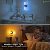 imageL LOHAS LED Night Lights Plug into Wall RGB Color Changing Night Light for kids Acrylic Rotating Nightlight Dimmable with Light Sensor for Bedroom Bathroom Hallway Children Christmas Party 2 PackBlack Basestripedrgbw