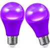 imageL LOHAS LED Light Bulbs Sleep Aid Amber Light Bulb A19 9W60 Watt Equivalent Blue Light Blocking E26 Dimmable Light Bulbs 3 Color Temperature 1800K3000K5000K 2 PackPurple