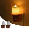 imageL LOHAS LED Night Light 2Pack Transparent Candle Night Lights Plug into Wall Amber Nightlight with Light Sensor Flameless Fake Candles 0100LM Dimmable Decorative Nightlights for Hallway BedroomWoodgrainAmber