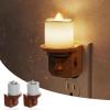 imageL LOHAS LED Night Light 2Pack Transparent Candle Night Lights Plug into Wall Amber Nightlight with Light Sensor Flameless Fake Candles 0100LM Dimmable Decorative Nightlights for Hallway BedroomWoodgrainSoft White