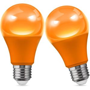 imageL LOHAS LED Light Bulbs Sleep Aid Amber Light Bulb A19 9W60 Watt Equivalent Blue Light Blocking E26 Dimmable Light Bulbs 3 Color Temperature 1800K3000K5000K 2 PackOrange