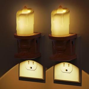 imageL LOHAS LED Night Light2Pack Flameless Candle Night Light with 3 Lighting Model Dusk to Dawn SensorBrightness Adjustable3000K Soft WhiteVintage Nightlight for Middle Age DecorSoft White
