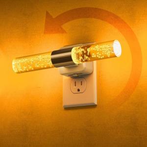 imageL LOHAS LED Rotating Night Light Night Lights Plug into Wall Auto Nightlight Dimmable 100LM Light Sensor 3000K Soft Light LED Acrylic Nightlight Plug in for Bedroom Bathroom Hallway Kitchen2PackWhite BaseAmber
