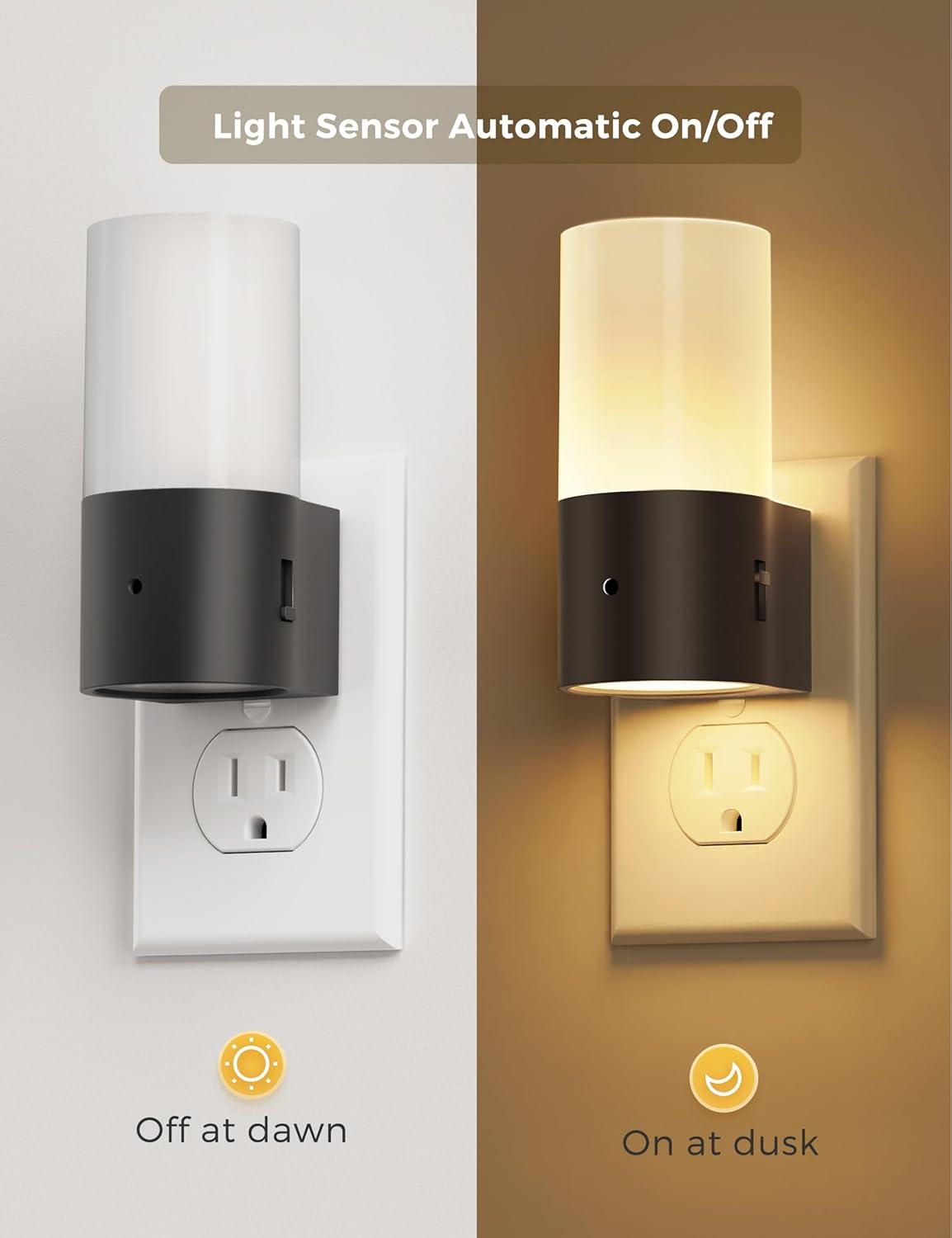image2 Pack Motion Sensor  2 Pack Light Sensor Night Lights Plug into Wall 0100lm 1W Soft White 3000K Dimmable Night light