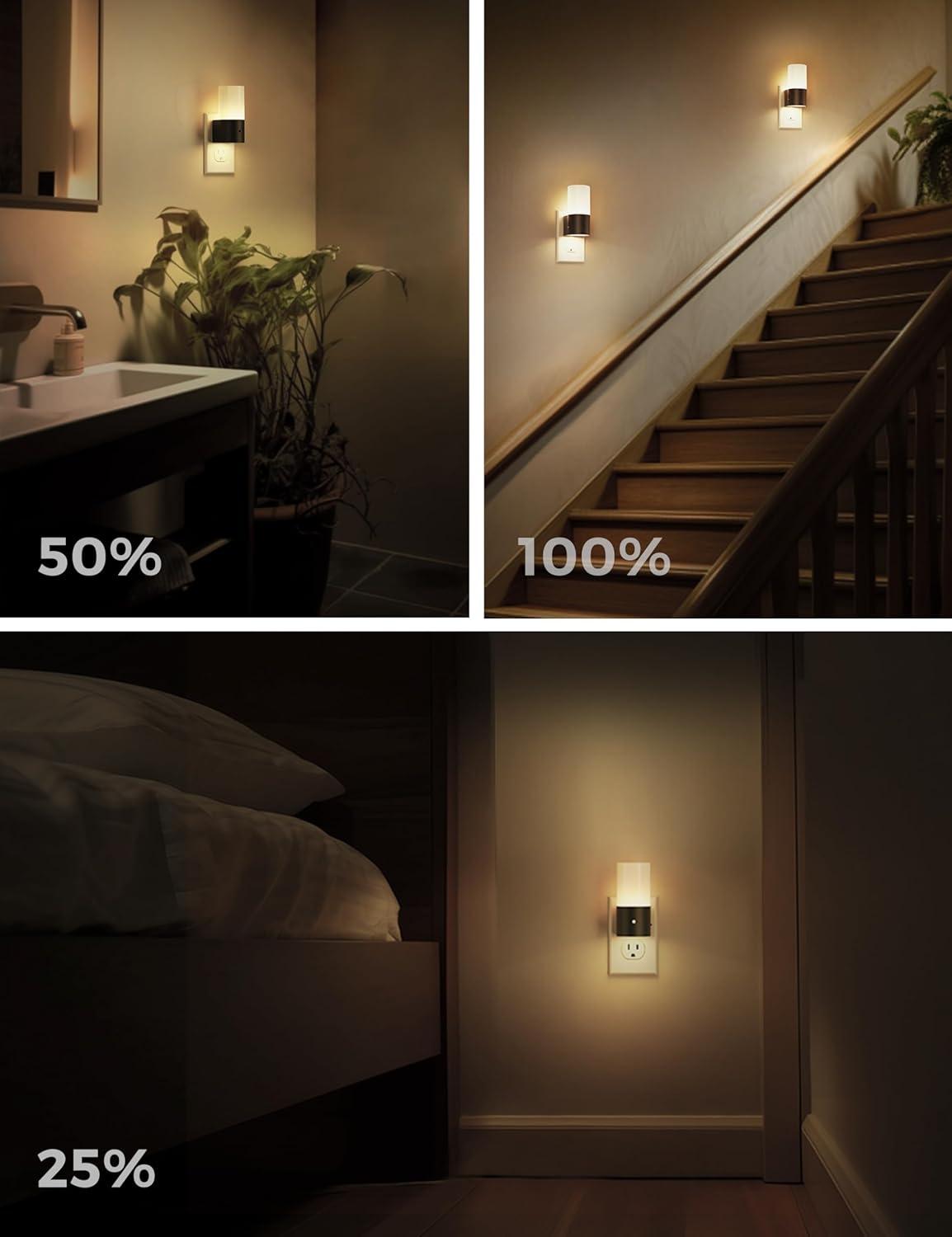 image2 Pack Motion Sensor  2 Pack Light Sensor Night Lights Plug into Wall 0100lm 1W Soft White 3000K Dimmable Night light