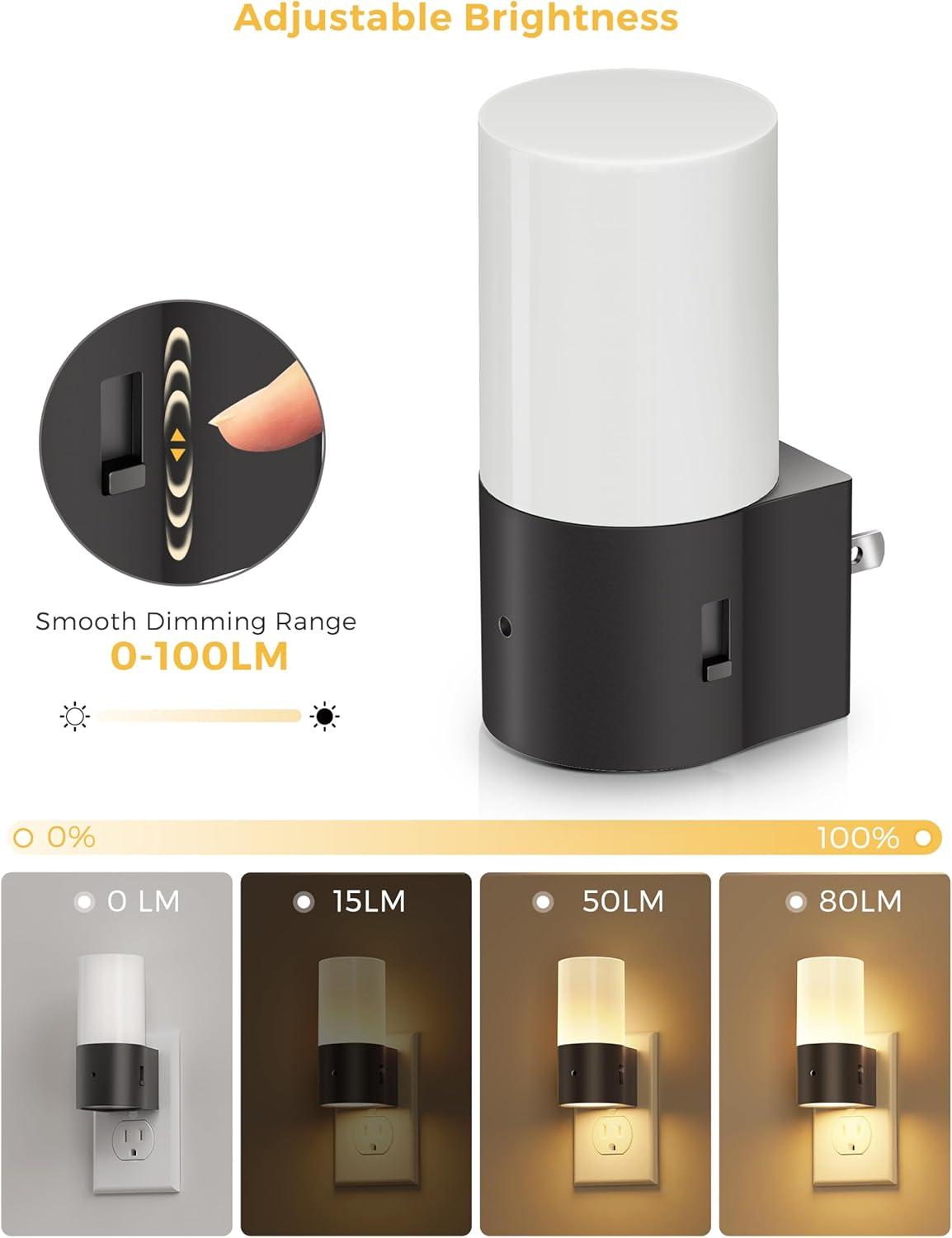 image2 Pack Motion Sensor  2 Pack Light Sensor Night Lights Plug into Wall 0100lm 1W Soft White 3000K Dimmable Night light
