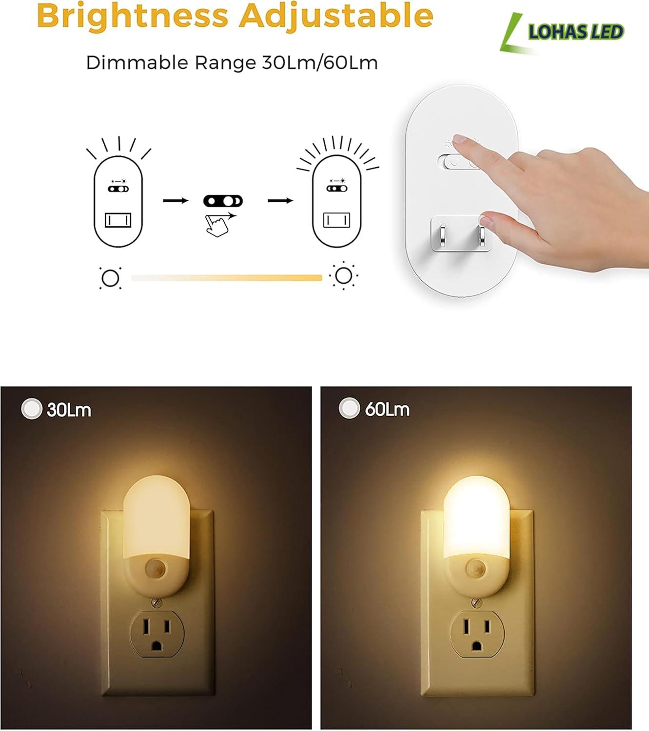 image2 Pack Motion Sensor Night Light ampamp 2 Pack Light Sensor Night Light 3000K Soft White Adjustable Brightness