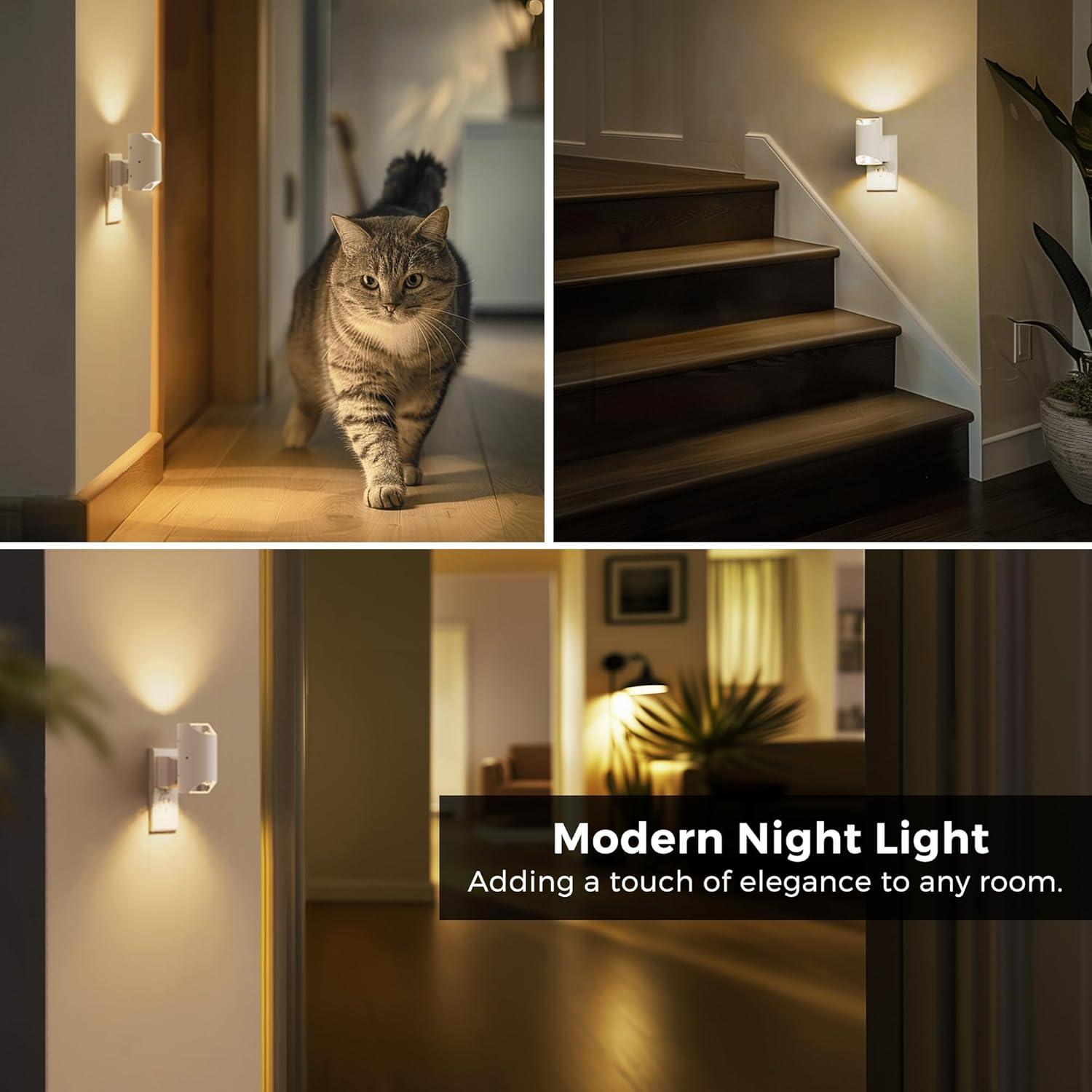 image2 Pack Motion Sensor Night Light ampamp 2 Pack Light Sensor Night Light 3000K Soft White Adjustable Brightness