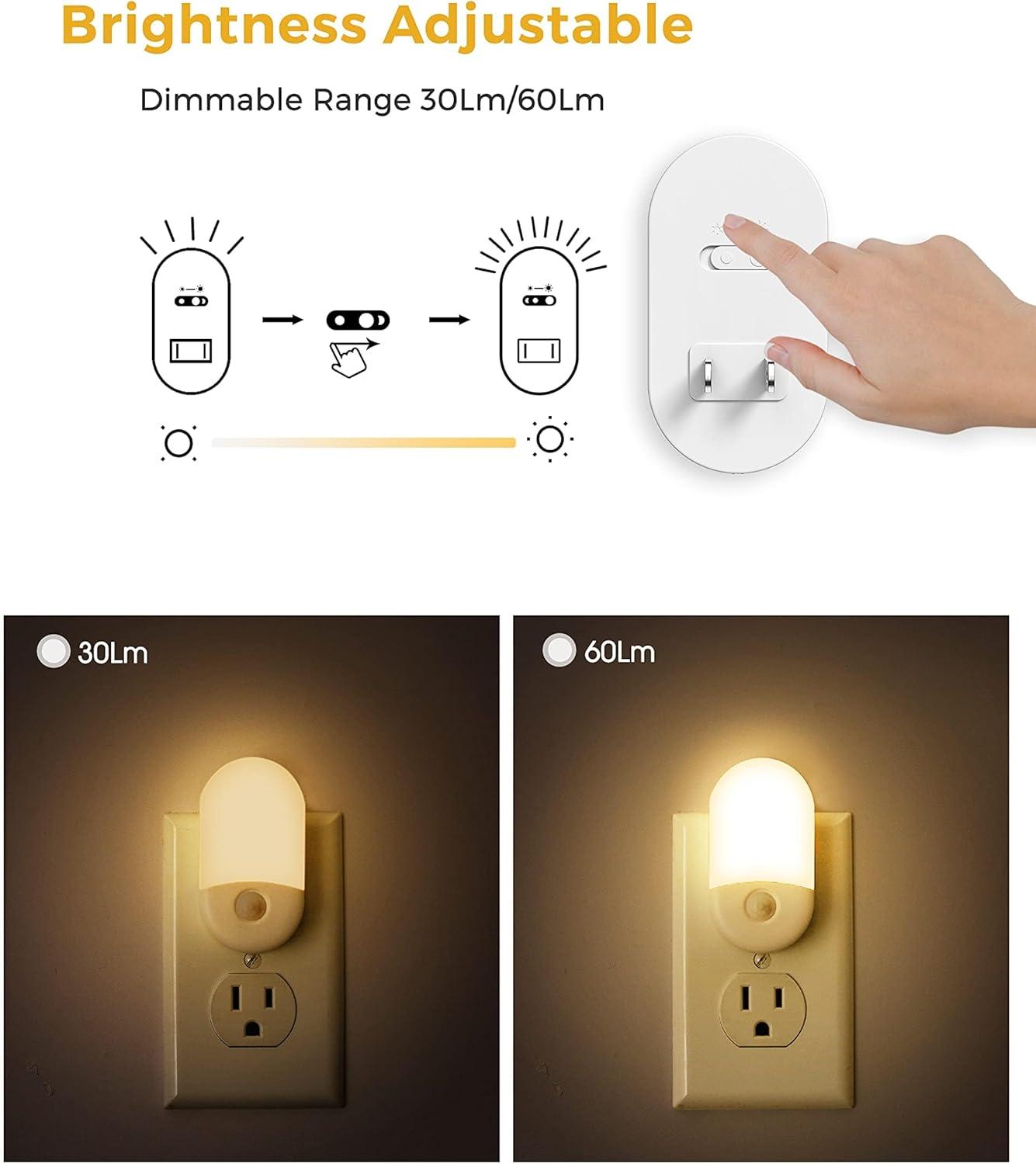 image4 Pack Motion Sensor Night Light ampamp 2 Pack Light Sensor Night Light WhiteShade 3000K Soft White Adjustable Brightness