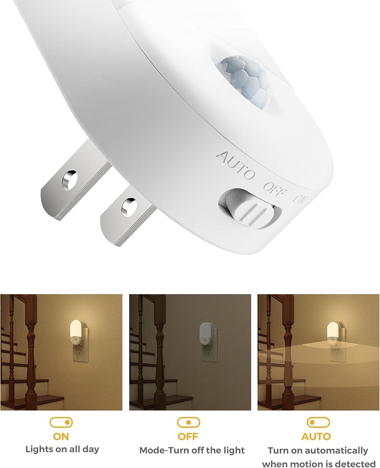 image4 Pack Motion Sensor Night Light ampamp 2 Pack Light Sensor Night Light WhiteShade 3000K Soft White Adjustable Brightness
