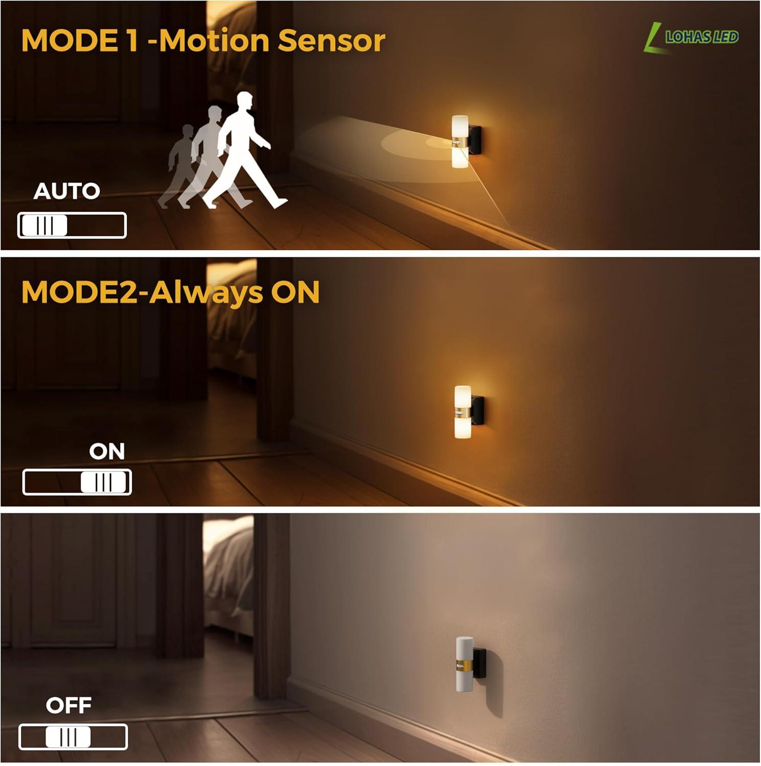 imageL LOHAS LED 3PACK Motion Sensor Night LightBrightness Adjustable 3000K Soft White