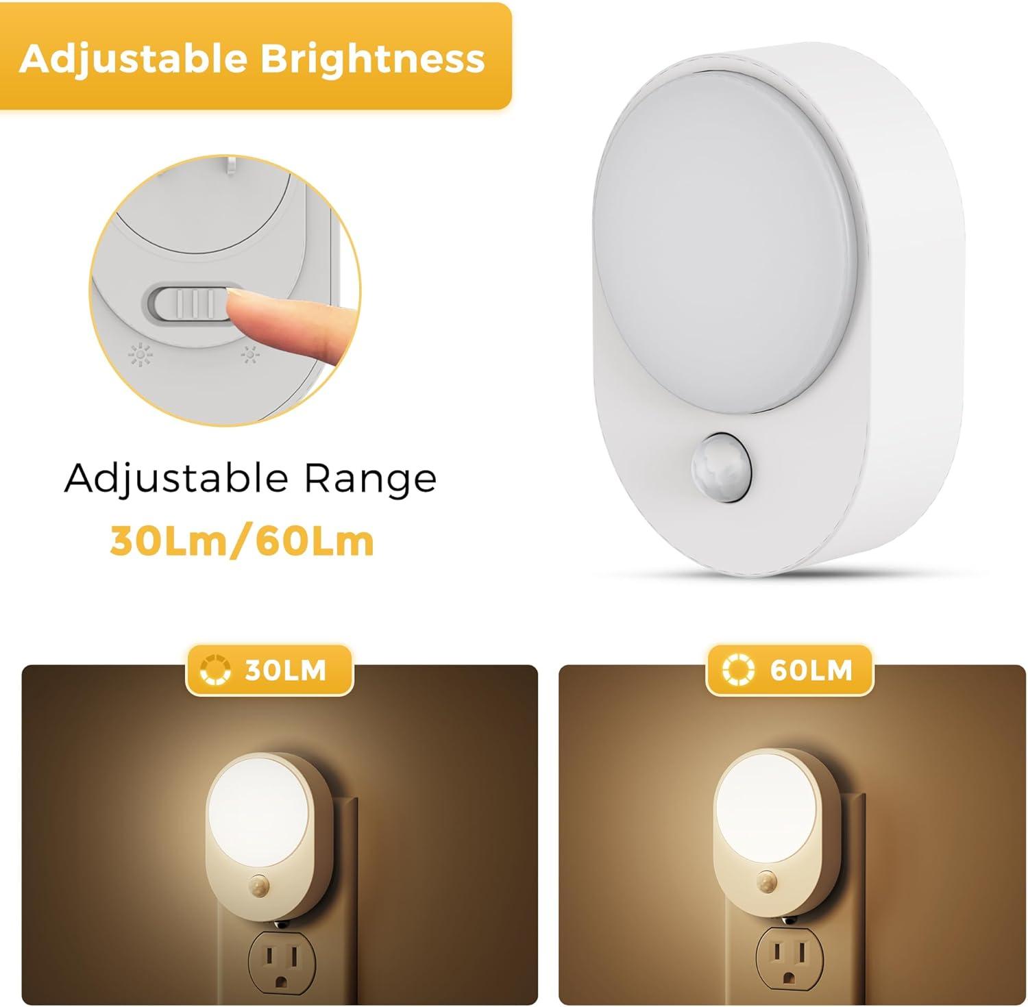 imageL LOHAS LED 6PACK Motion Sensor Night LightNight Lights Plug into Wall3000K Soft White3060lm Brightness AdjustableNightlight for Bathro