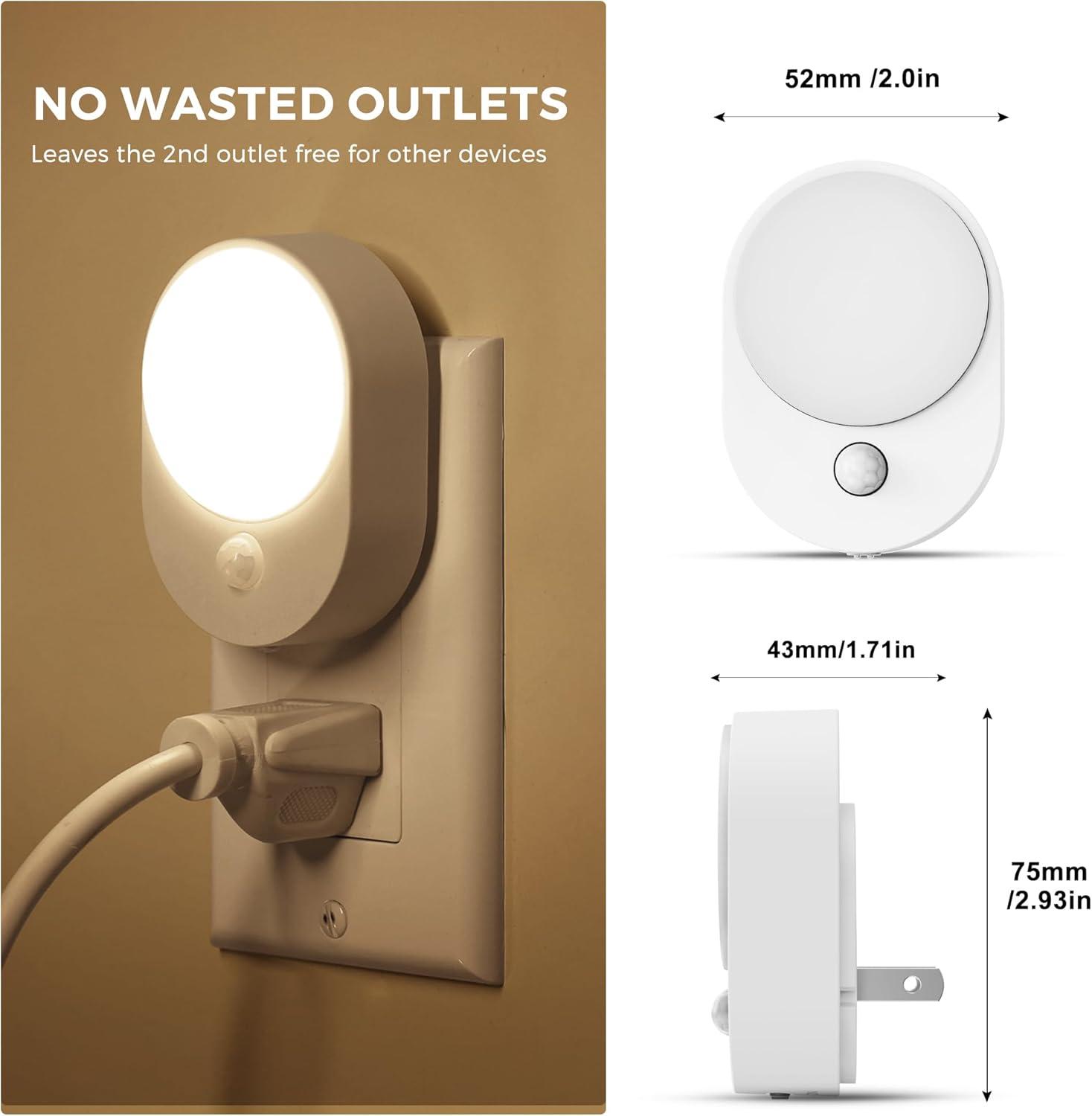 imageL LOHAS LED 6PACK Motion Sensor Night LightNight Lights Plug into Wall3000K Soft White3060lm Brightness AdjustableNightlight for Bathro