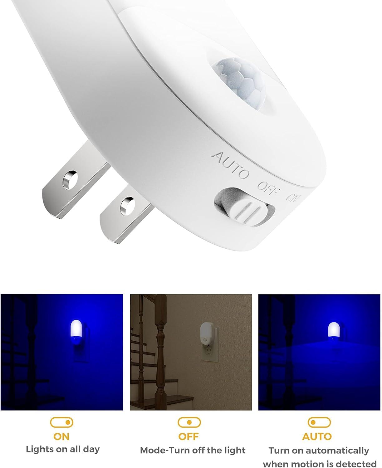imageL LOHAS LED Blue Night Light Plug in Blue LED Night Lights Plug into Wall Adjustable Brightness 06W LED Night Lights for Kids Bathroom Bedroom Independence Day Decorations 4 Pack