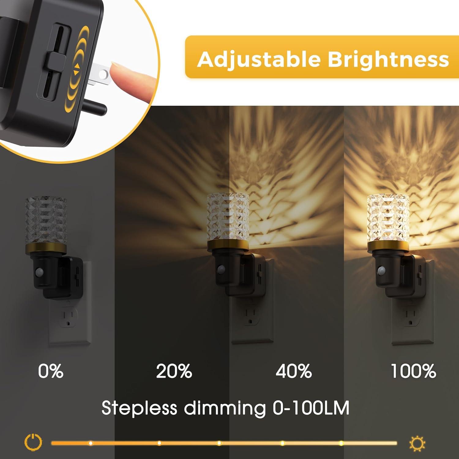 imageL LOHAS LED Motion Sensor Night Light Motion Activated Night Lights Plug into Wall Dimmable Modern Nightlight 0100LM LED Crystal Nightlights for Bathroom Adults