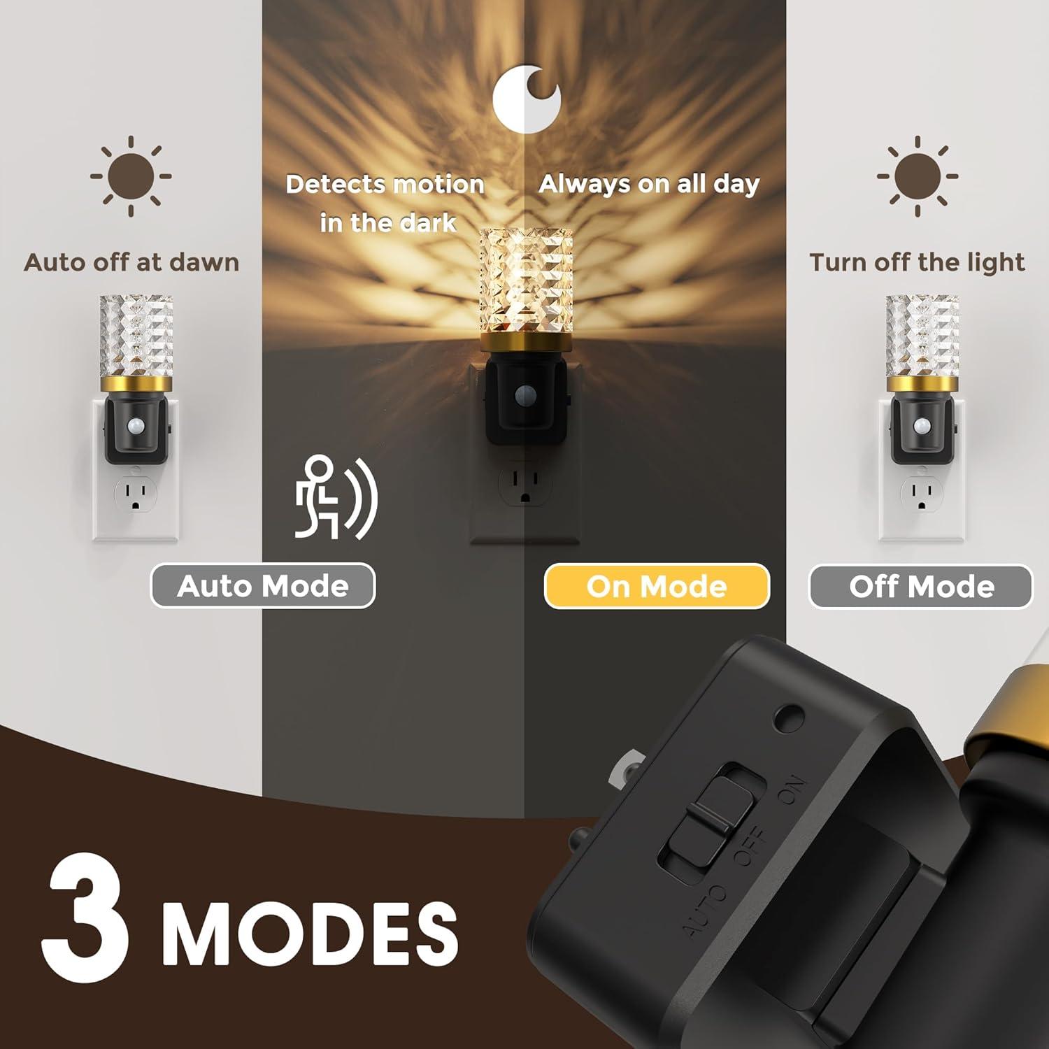 imageL LOHAS LED Motion Sensor Night Light Motion Activated Night Lights Plug into Wall Dimmable Modern Nightlight 0100LM LED Crystal Nightlights for Bathroom Adults