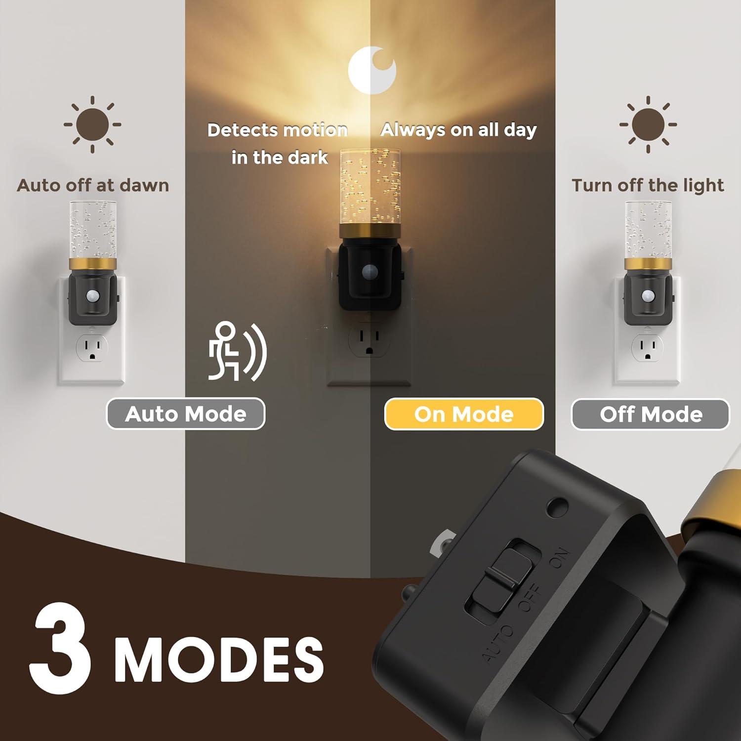 imageL LOHAS LED Motion Sensor Night Light Motion Activated Night Lights Plug into Wall Dimmable Nightlight Plug in Night Light 1W LED Bubble Nightlights for Bathroom Adults