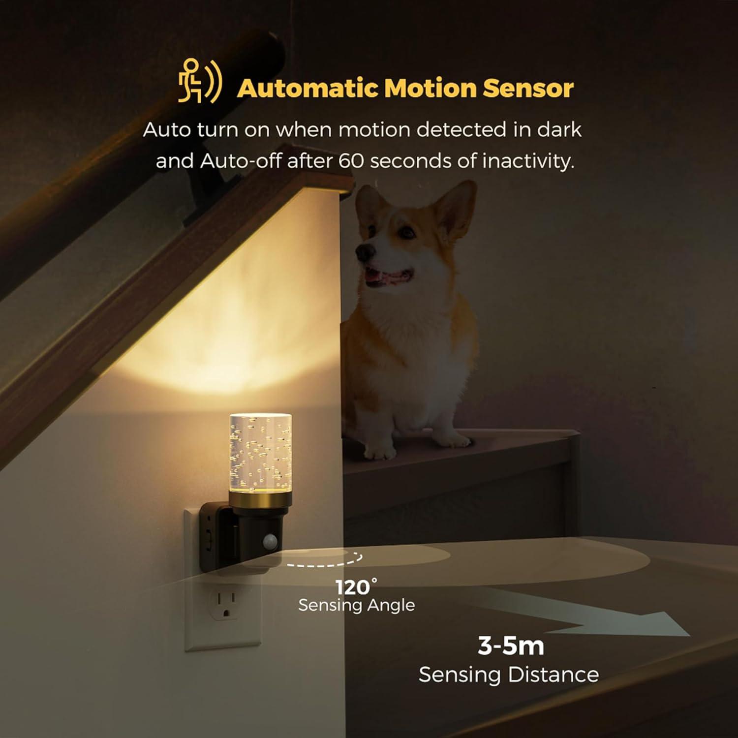 imageL LOHAS LED Motion Sensor Night Light Motion Activated Night Lights Plug into Wall Dimmable Nightlight Plug in Night Light 1W LED Bubble Nightlights for Bathroom Adults