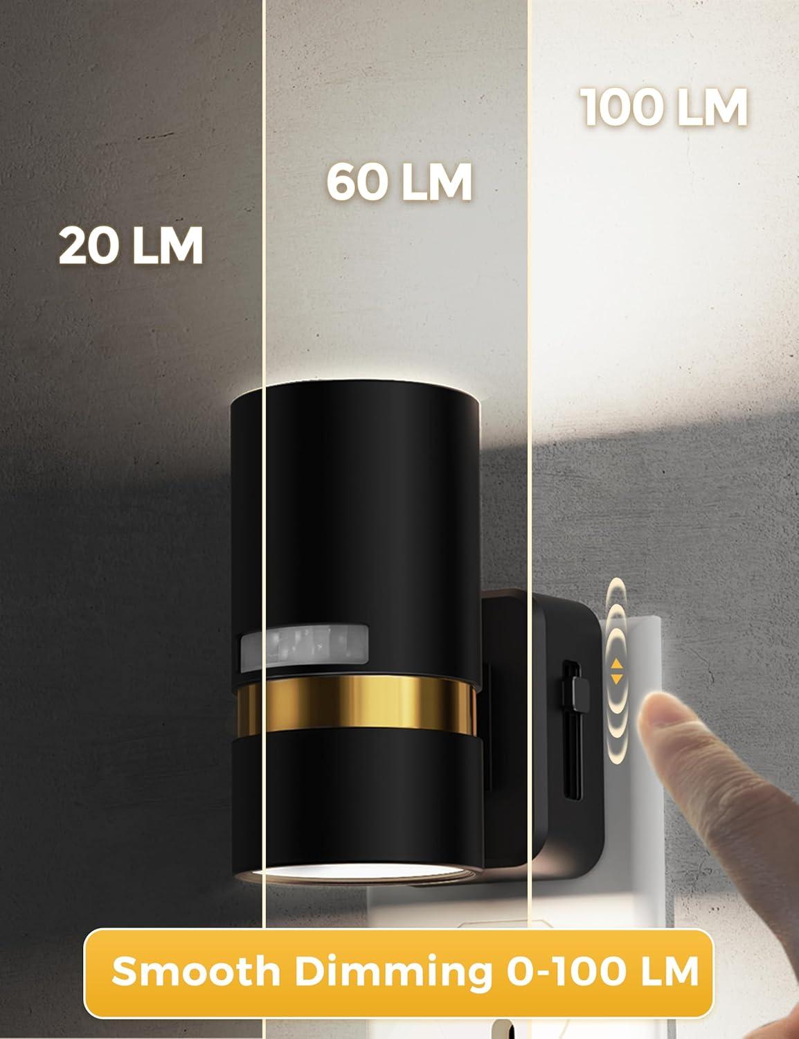 imageL LOHAS LED Motion Sensor Night Light Plug in Night Lights Plug into Wall with Adjustable Brightness 5000K Daylight White 1W EnergySaving Nightlight for Bathroom Bedroom Kitchen Hallway 2 Pack5000K Daylight White