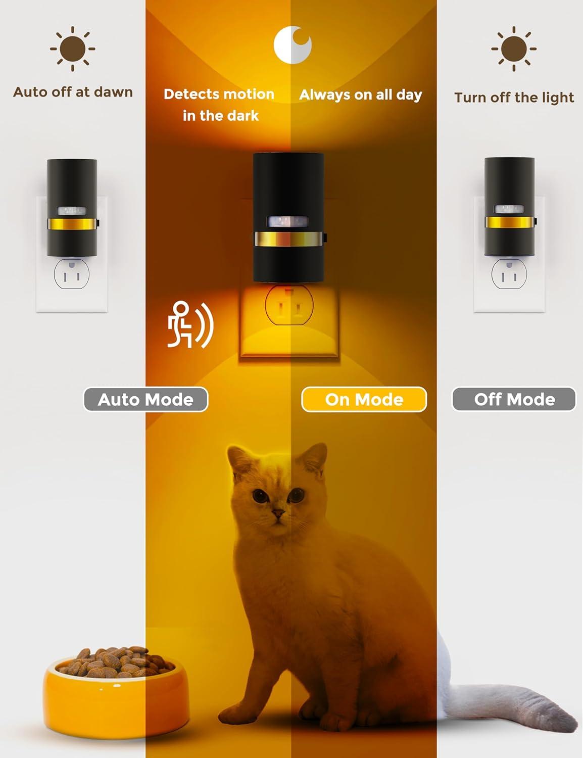 imageL LOHAS LED Motion Sensor Night Light Plug in Night Lights Plug into Wall with Adjustable Brightness 5000K Daylight White 1W EnergySaving Nightlight for Bathroom Bedroom Kitchen Hallway 2 Pack1600K Amber