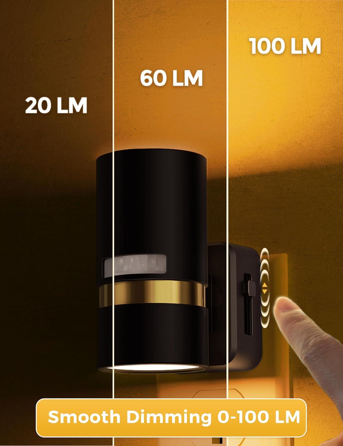imageL LOHAS LED Motion Sensor Night Light Plug in Night Lights Plug into Wall with Adjustable Brightness 5000K Daylight White 1W EnergySaving Nightlight for Bathroom Bedroom Kitchen Hallway 2 Pack1600K Amber