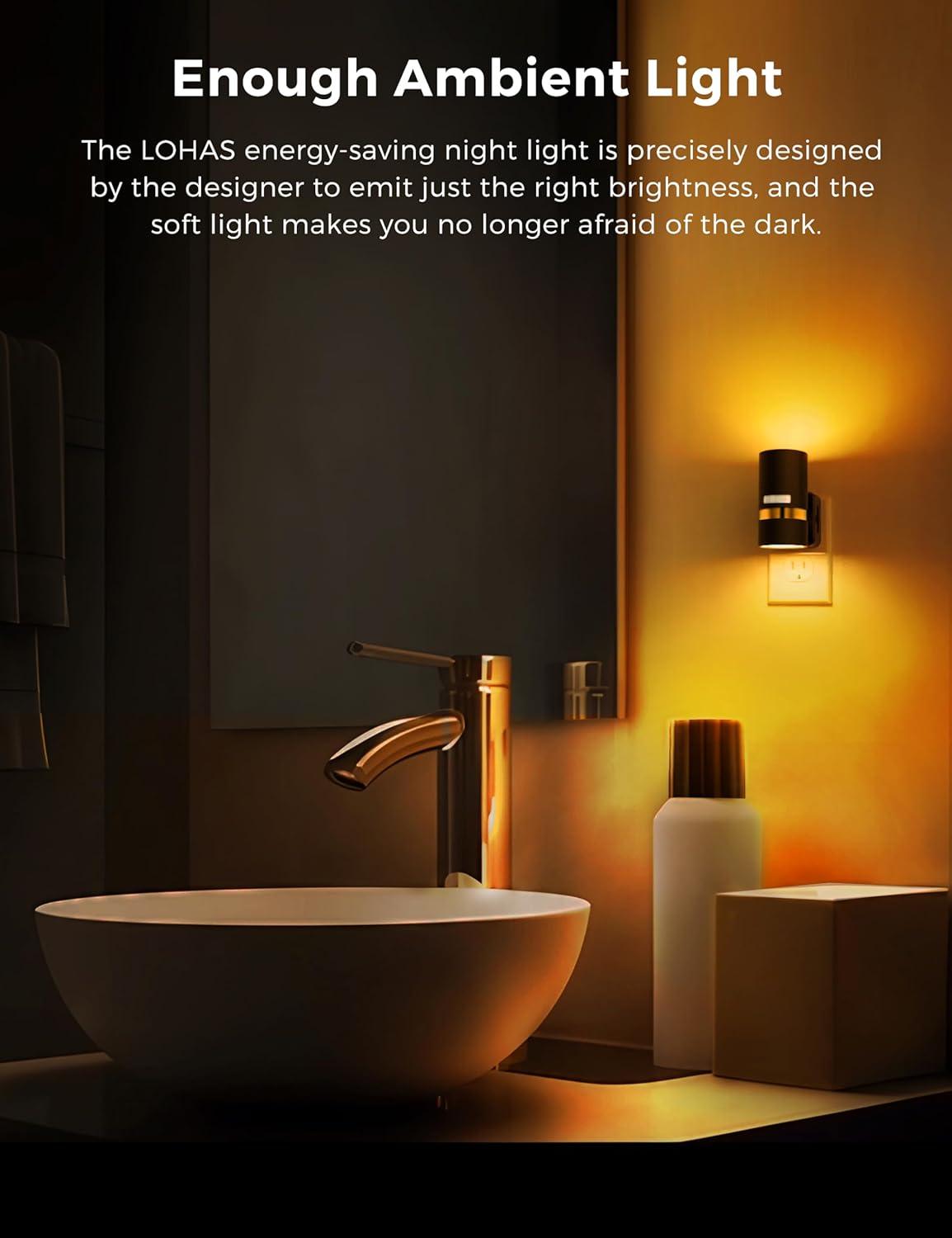 imageL LOHAS LED Motion Sensor Night Light Plug in Night Lights Plug into Wall with Adjustable Brightness 5000K Daylight White 1W EnergySaving Nightlight for Bathroom Bedroom Kitchen Hallway 2 Pack1600K Amber