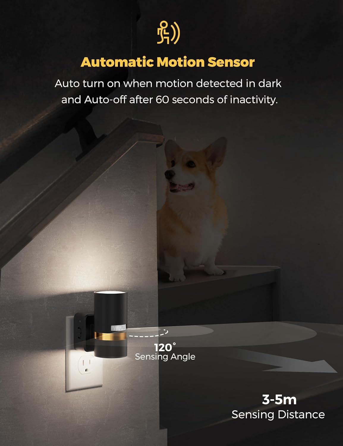 imageL LOHAS LED Motion Sensor Night Light Plug in Night Lights Plug into Wall with Adjustable Brightness 5000K Daylight White 1W EnergySaving Nightlight for Bathroom Bedroom Kitchen Hallway 2 Pack5000K Daylight White