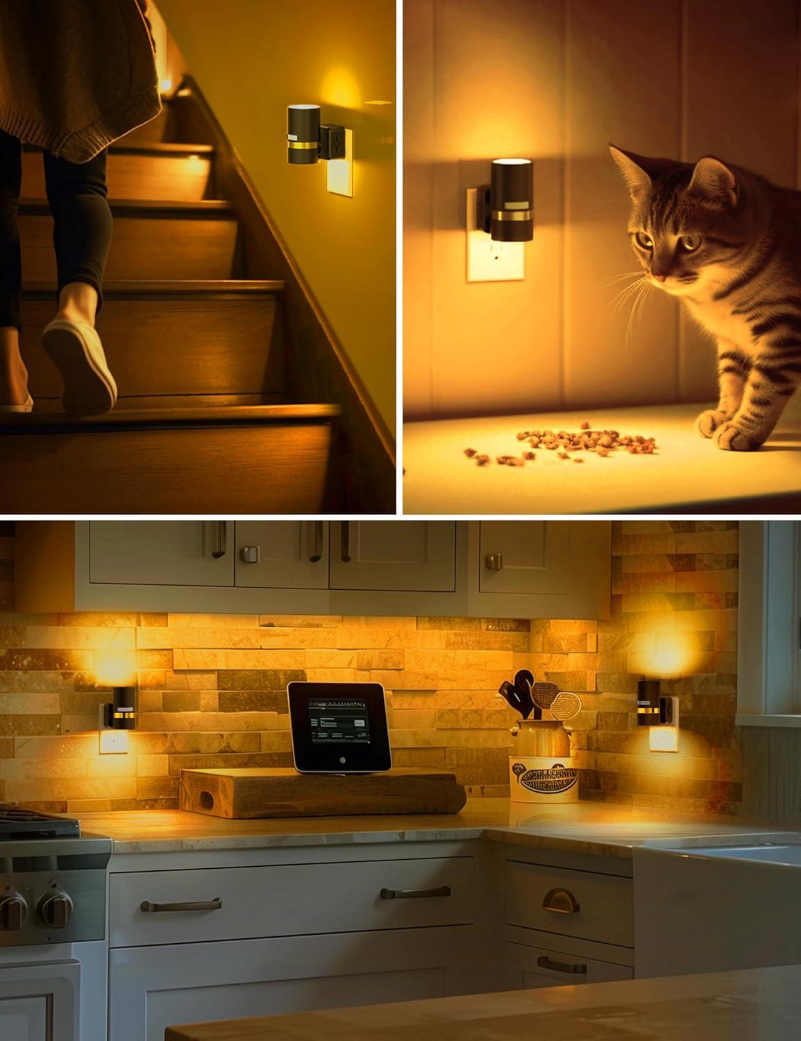 imageL LOHAS LED Motion Sensor Night Light Plug in Night Lights Plug into Wall with Adjustable Brightness 5000K Daylight White 1W EnergySaving Nightlight for Bathroom Bedroom Kitchen Hallway 2 Pack1600K Amber