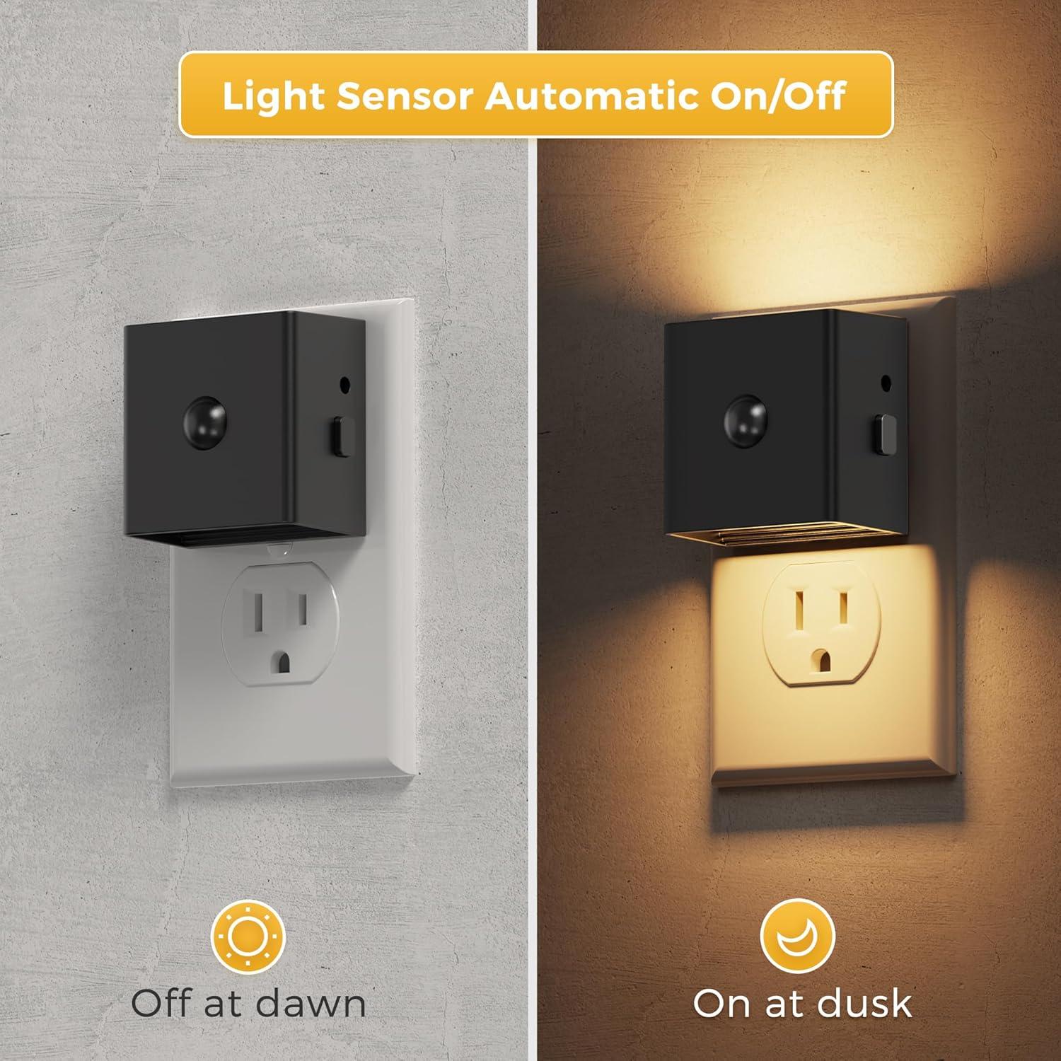 imageL LOHAS LED Motion Sensor Night Light4Pack Plug in Night Light with Dusk to Dawn SensorBrightness Adjustable3000K Soft White Nightlight for Bathroom Hallway KitchenSoft White
