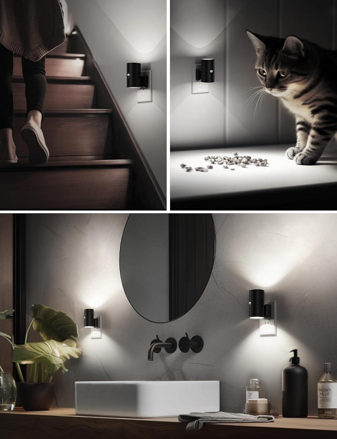 imageL LOHAS LED Night Light Bright Nightlight Bright Daylight White Adjustable Night Light Plug in for Kids Bedroom Bathroom 4 Pack