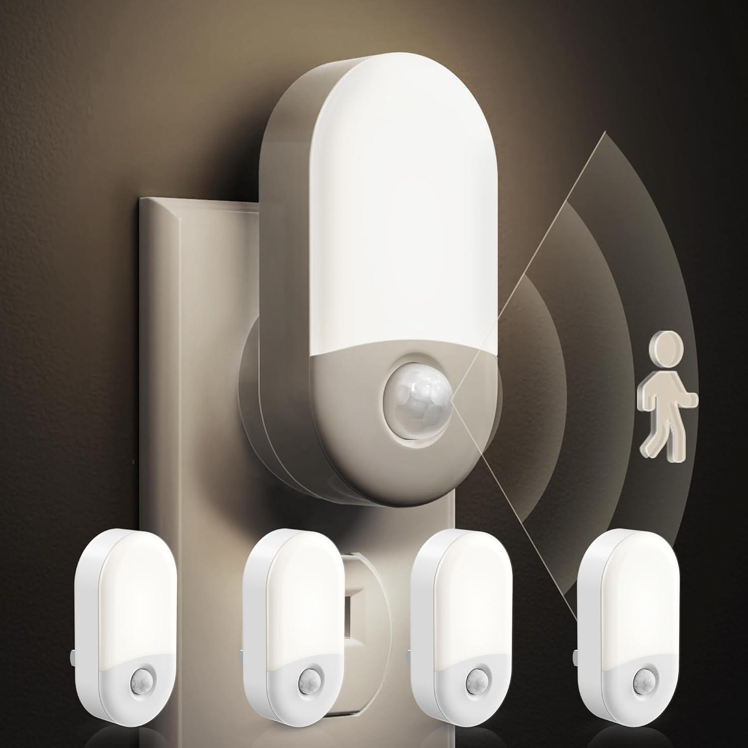 imageL LOHAS LED Night Light Plug in Daylight Bright White Night Light Plug into Wall Adjustable Brightness Nightlight for Bathroom Kids Hallway 6 Pack