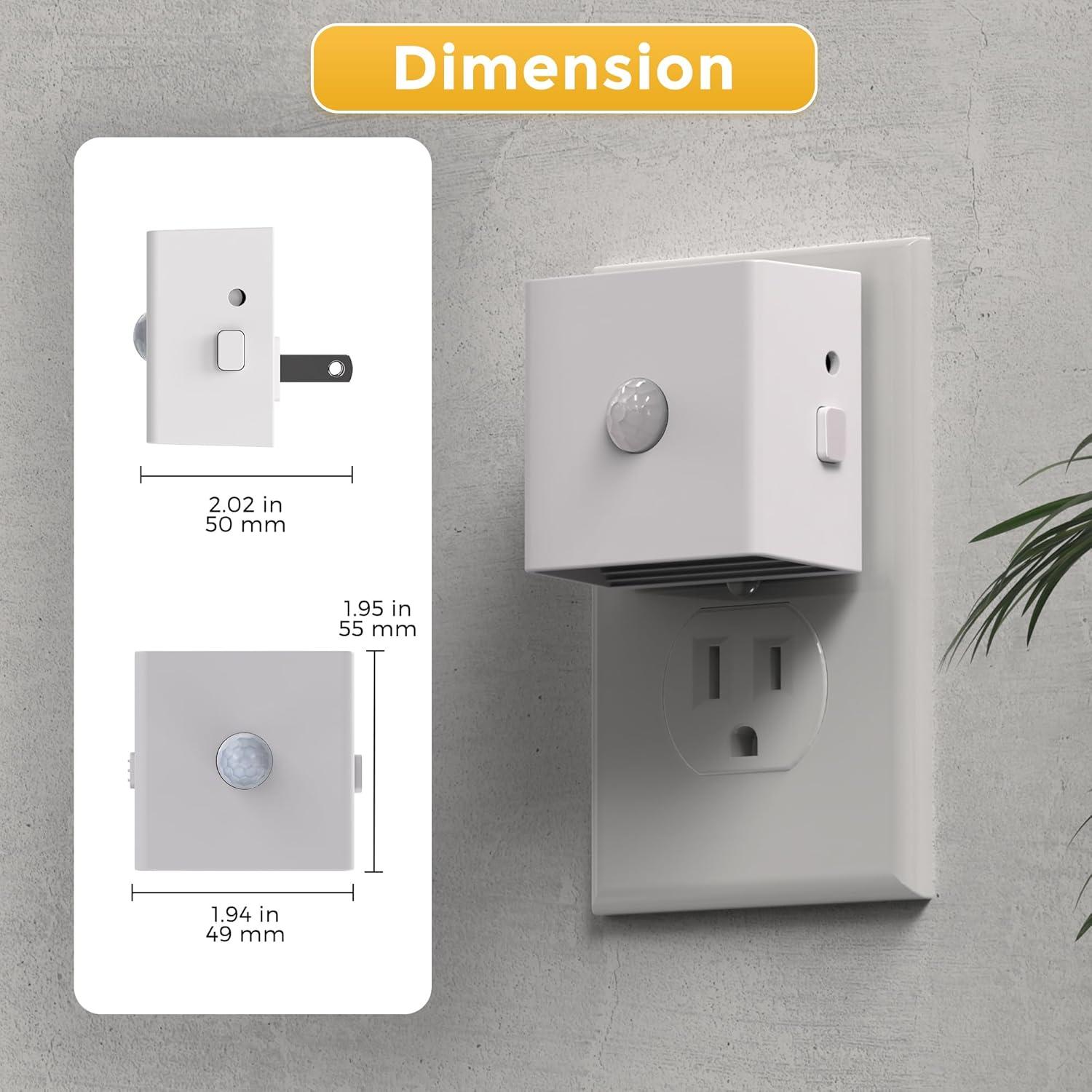 imageL LOHAS LED Night LightPlug in Night Light with Motion Sensor and Dusk to Dawn Sensor2PACK Brightness Adjustable3000K Soft White Nightlight for Bathroom Hallway Kitchen