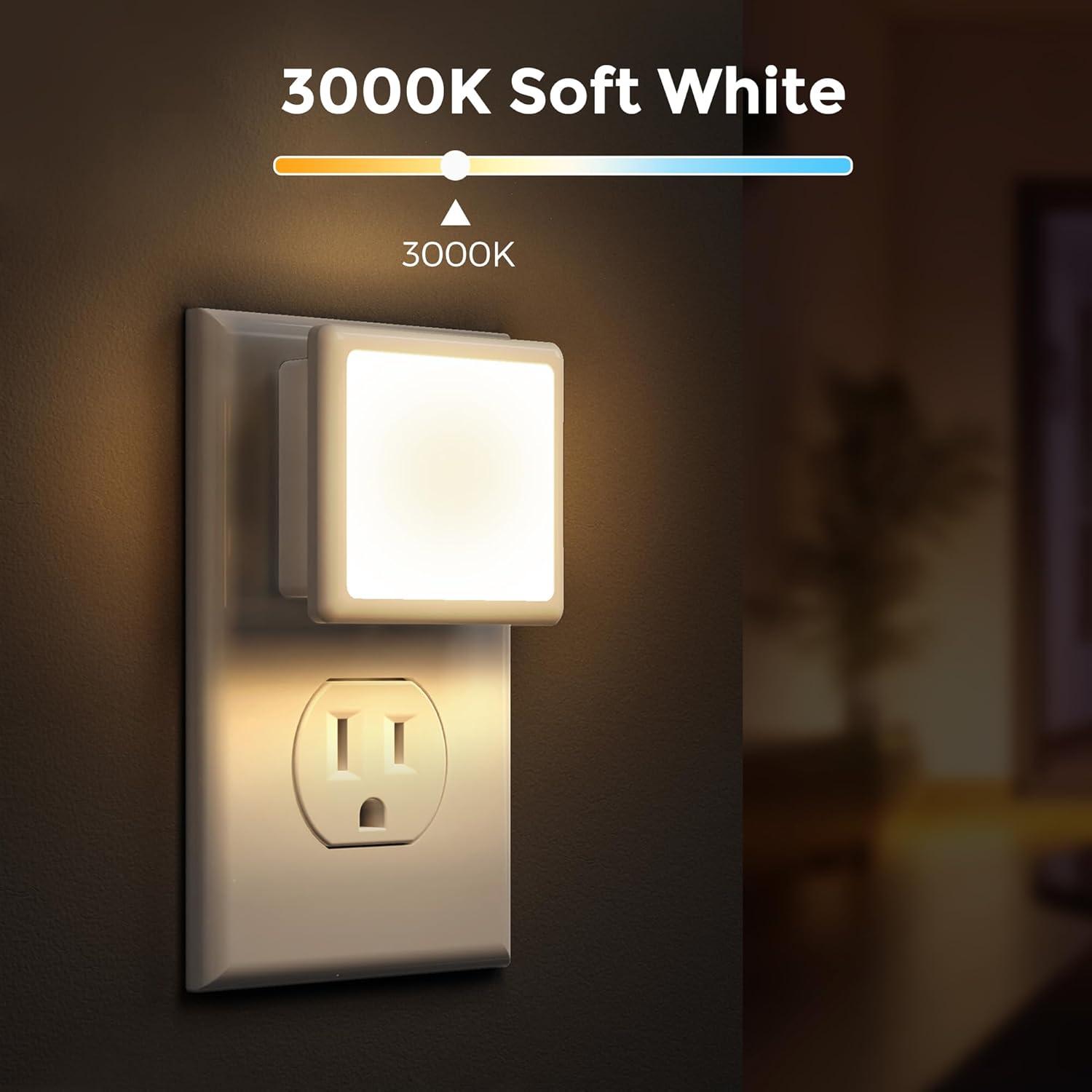 imageL LOHAS LED Night Lights Plug into Wall 2 Pack Night Light with Dusk to Dawn Sensor 3000K Soft White NonDim Ideal for Bathroom Night Light Hallway Kitchen