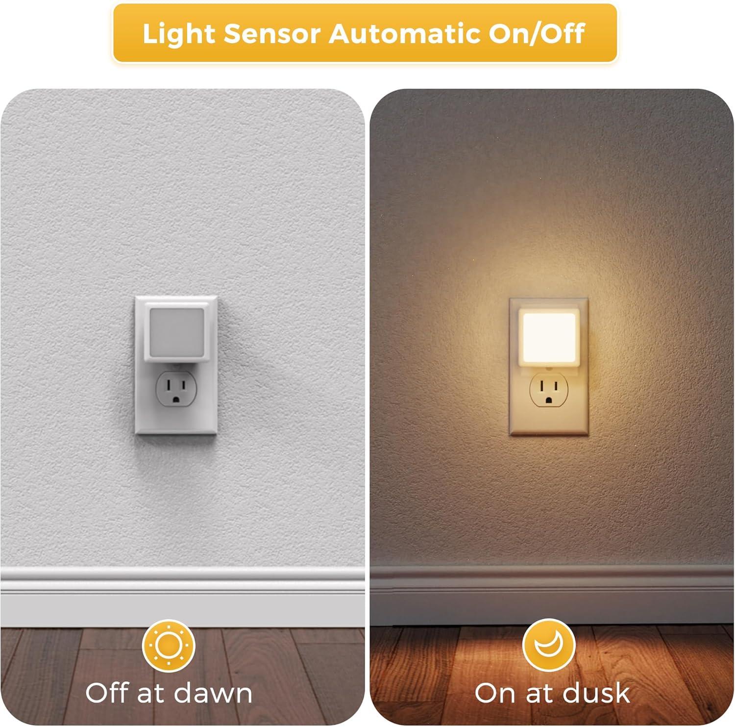 imageL LOHAS LED Night Lights Plug into Wall 2 Pack Night Light with Dusk to Dawn Sensor 3000K Soft White NonDim Ideal for Bathroom Night Light Hallway Kitchen