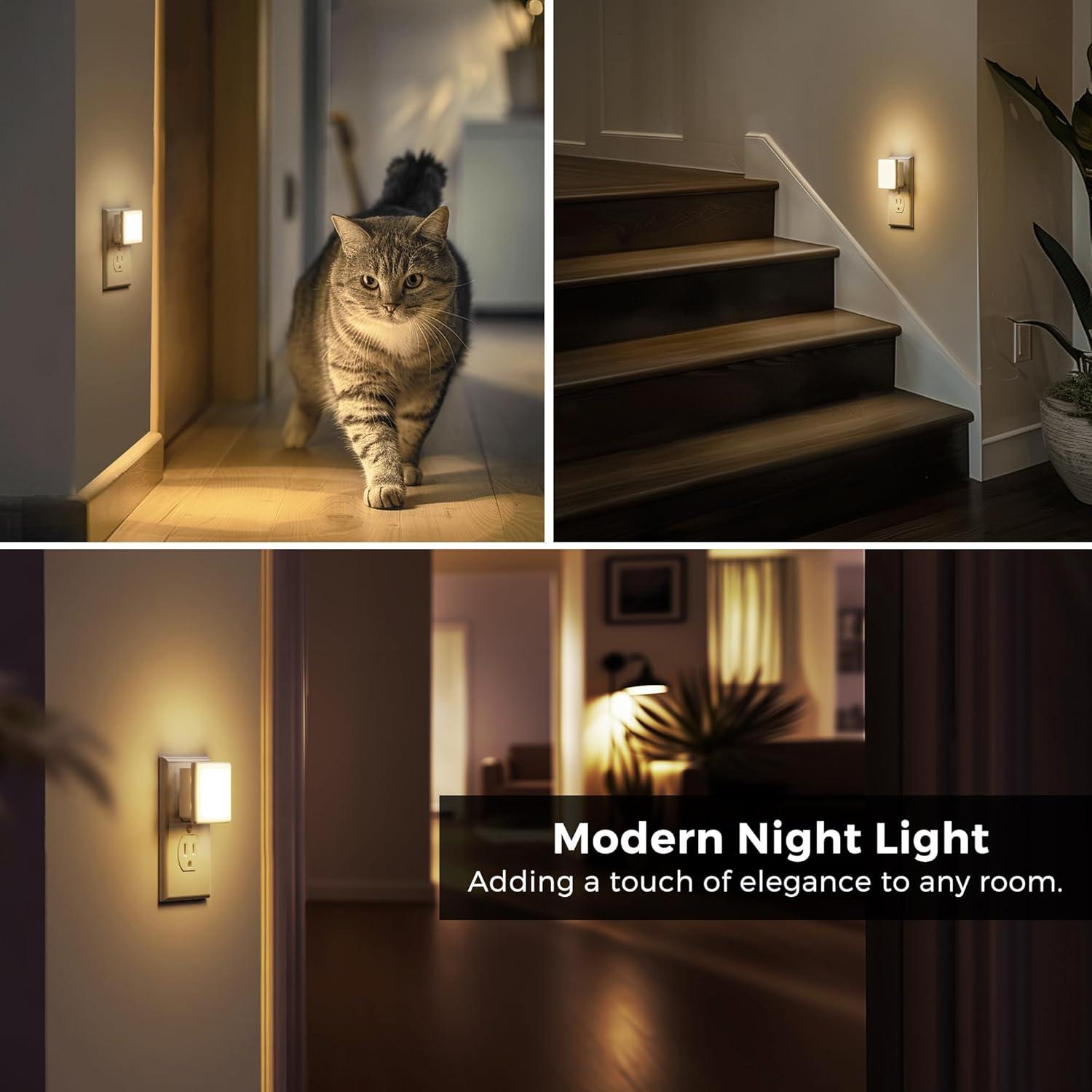 imageL LOHAS LED Night Lights Plug into Wall 2 Pack Night Light with Dusk to Dawn Sensor 3000K Soft White NonDim Ideal for Bathroom Night Light Hallway Kitchen