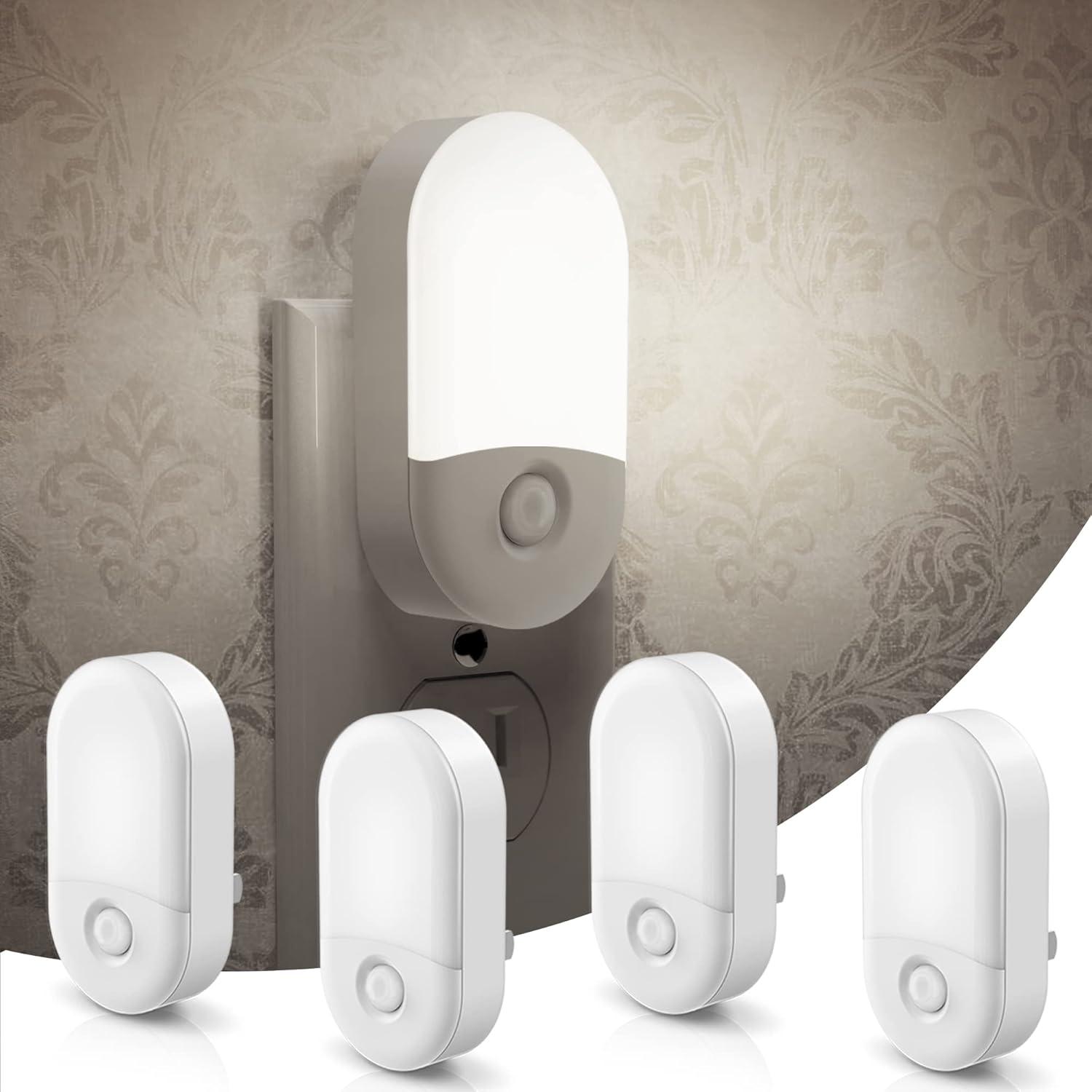 imageL LOHAS LED Night Lights Plug into Wall 4 Pack LED Night Light with Light Sensors 3060LM Nightlights for Kids Room Soft White 3000K 06W Automatic Plug in Wall Light for Bedroom HallwayDaylight