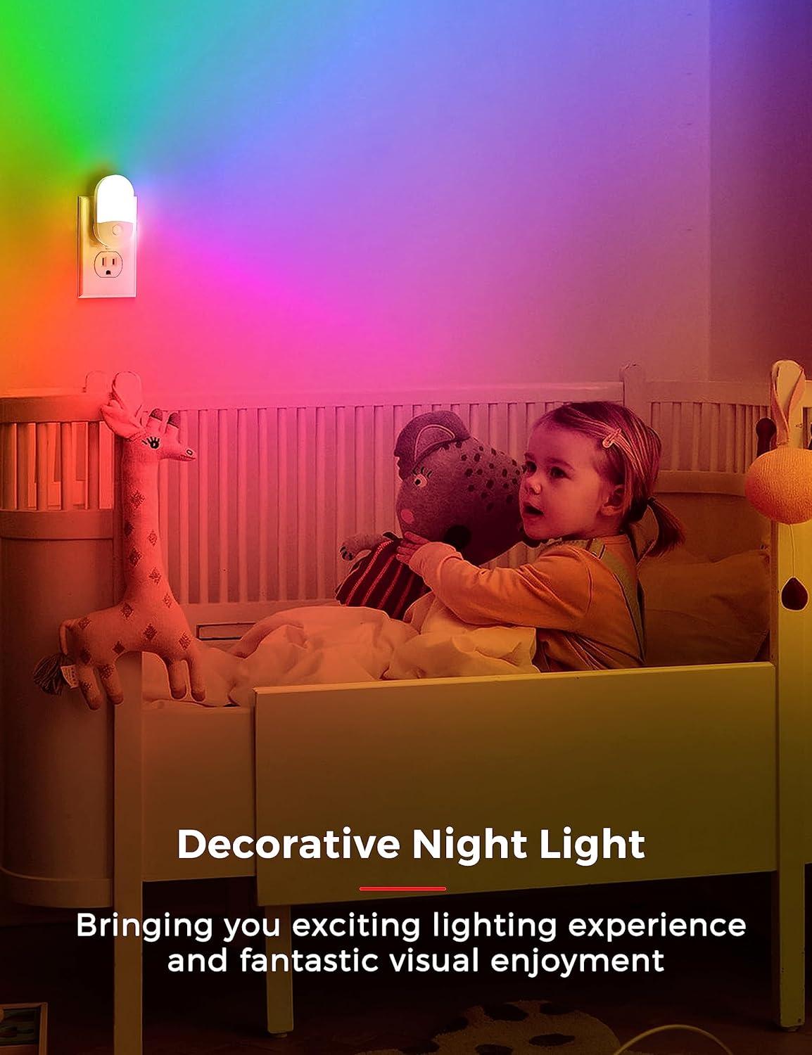 imageL LOHAS LED Night Lights Plug into Wall 4 Pack LED Night Light with Light Sensors 3060LM Nightlights for Kids Room Soft White 3000K 06W Automatic Plug in Wall Light for Bedroom HallwayRGB Red  Green  Blue
