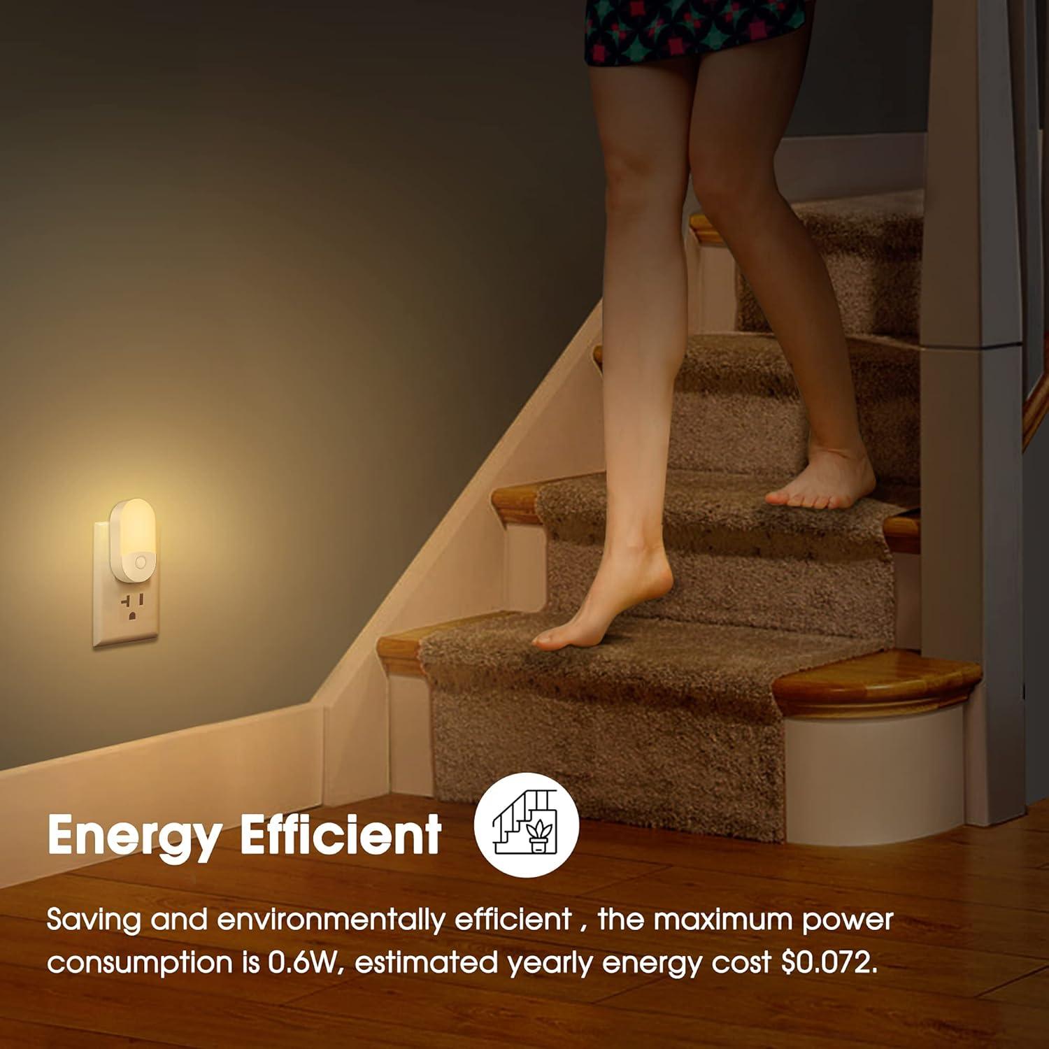 imageL LOHAS LED Night Lights Plug into Wall 4 Pack LED Night Light with Light Sensors 3060LM Nightlights for Kids Room Soft White 3000K 06W Automatic Plug in Wall Light for Bedroom HallwaySoft White