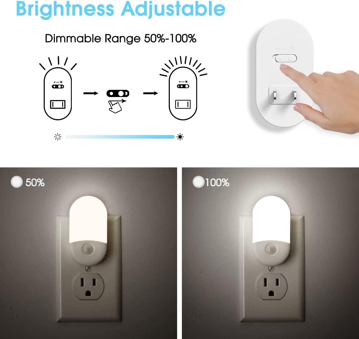 imageL LOHAS LED Night Lights Plug into Wall 4 Pack LED Night Light with Light Sensors 3060LM Nightlights for Kids Room Soft White 3000K 06W Automatic Plug in Wall Light for Bedroom HallwayDaylight