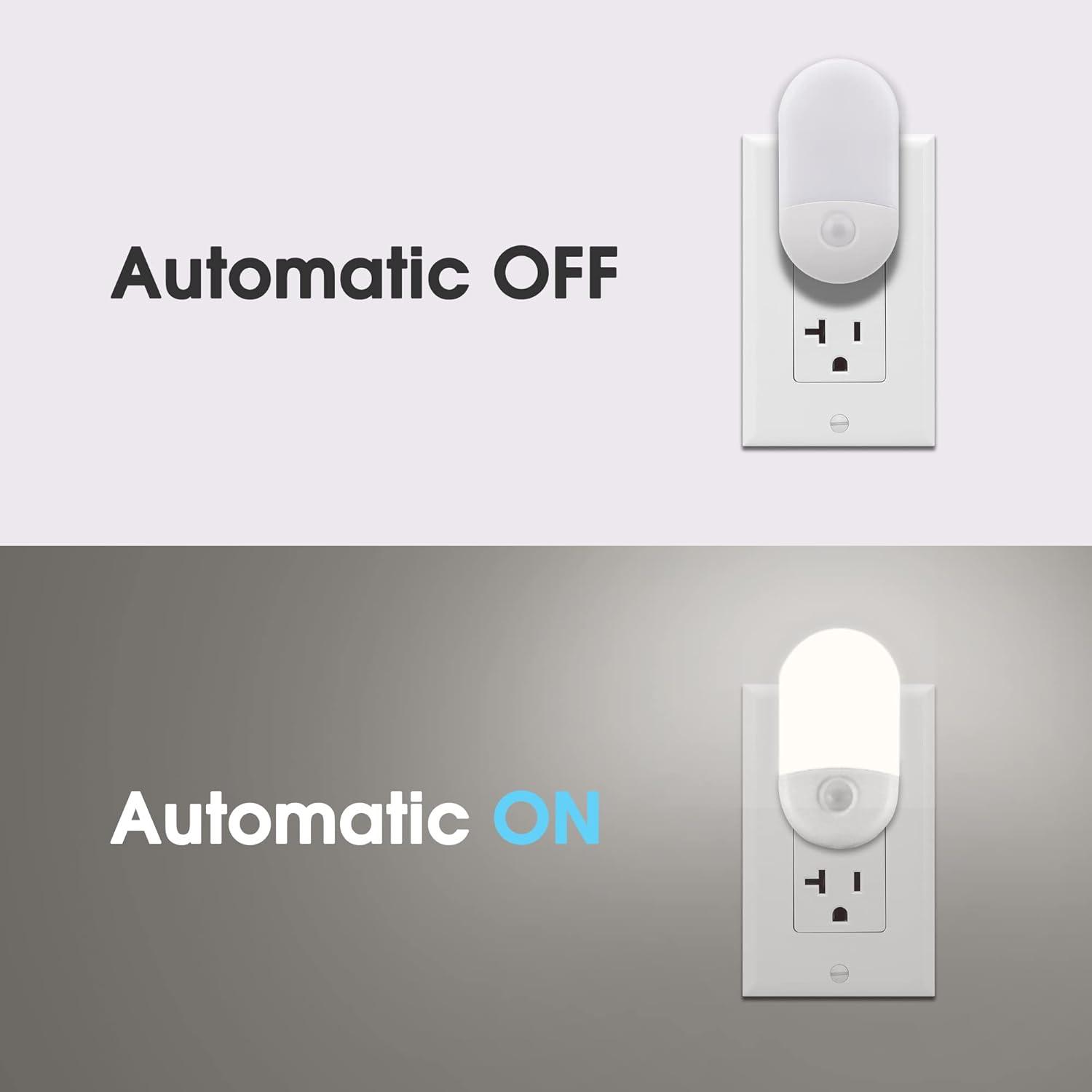 imageL LOHAS LED Night Lights Plug into Wall 4 Pack LED Night Light with Light Sensors 3060LM Nightlights for Kids Room Soft White 3000K 06W Automatic Plug in Wall Light for Bedroom HallwayDaylight
