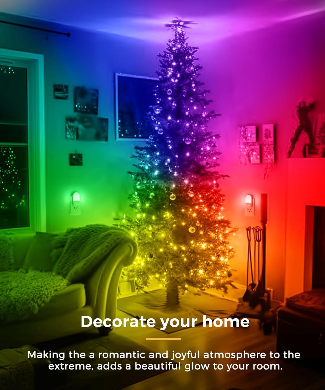 imageL LOHAS LED Night Lights Plug into Wall 4 Pack LED Night Light with Light Sensors 3060LM Nightlights for Kids Room Soft White 3000K 06W Automatic Plug in Wall Light for Bedroom HallwayRGB Red  Green  Blue