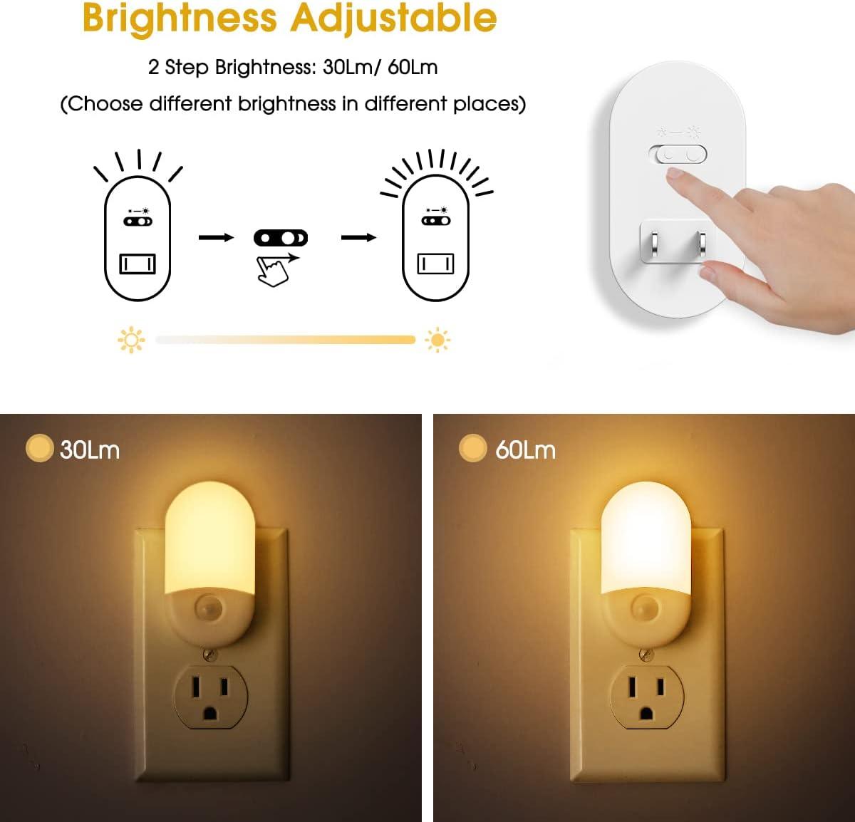 imageL LOHAS LED Night Lights Plug into Wall 4 Pack LED Night Light with Light Sensors 3060LM Nightlights for Kids Room Soft White 3000K 06W Automatic Plug in Wall Light for Bedroom HallwaySoft White