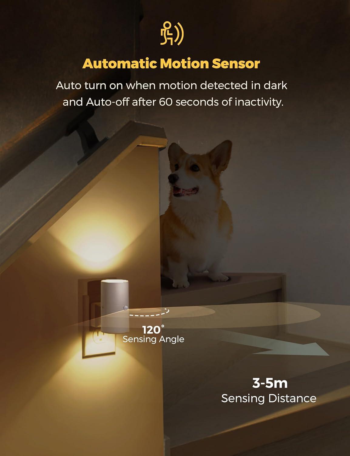 imageMotion Sensor Night Light Plug in Motion Activated Night Light otion Sensor Light Indoor for Bathroom Hallway Bedroom Stairway Kids Elderly