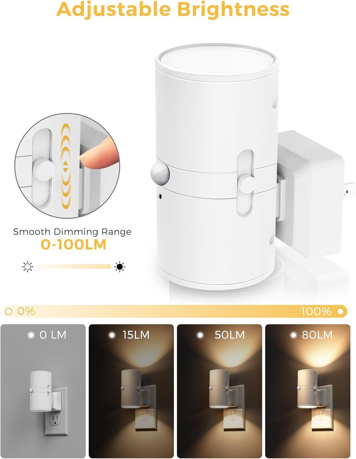 imageMotion Sensor Night Light Plug in Motion Activated Night Light otion Sensor Light Indoor for Bathroom Hallway Bedroom Stairway Kids Elderly