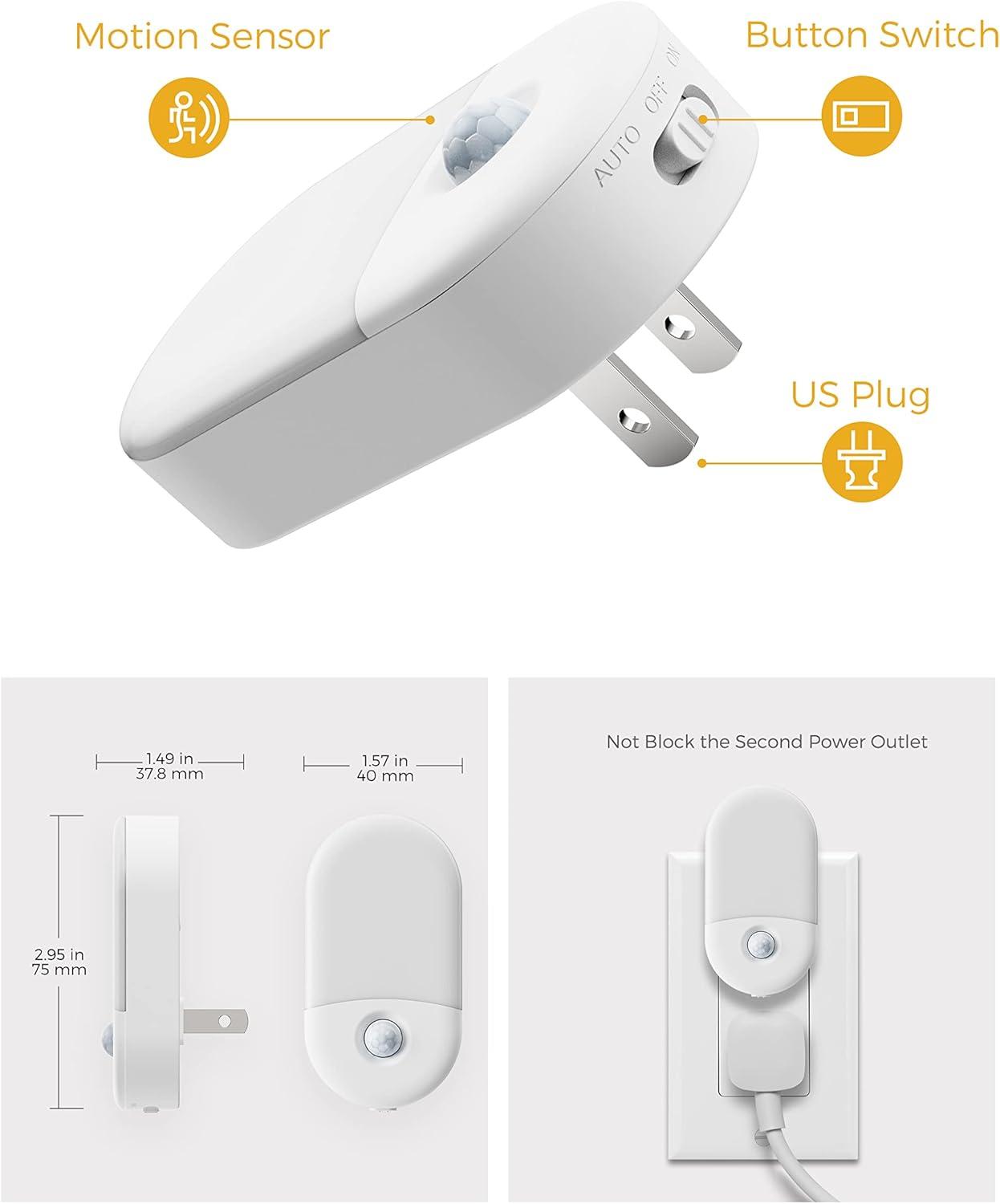imageMotion Sensor Night Light Plug in Motion Activated Night Light otion Sensor Light Indoor for Bathroom Hallway Bedroom Stairway Kids Elderly